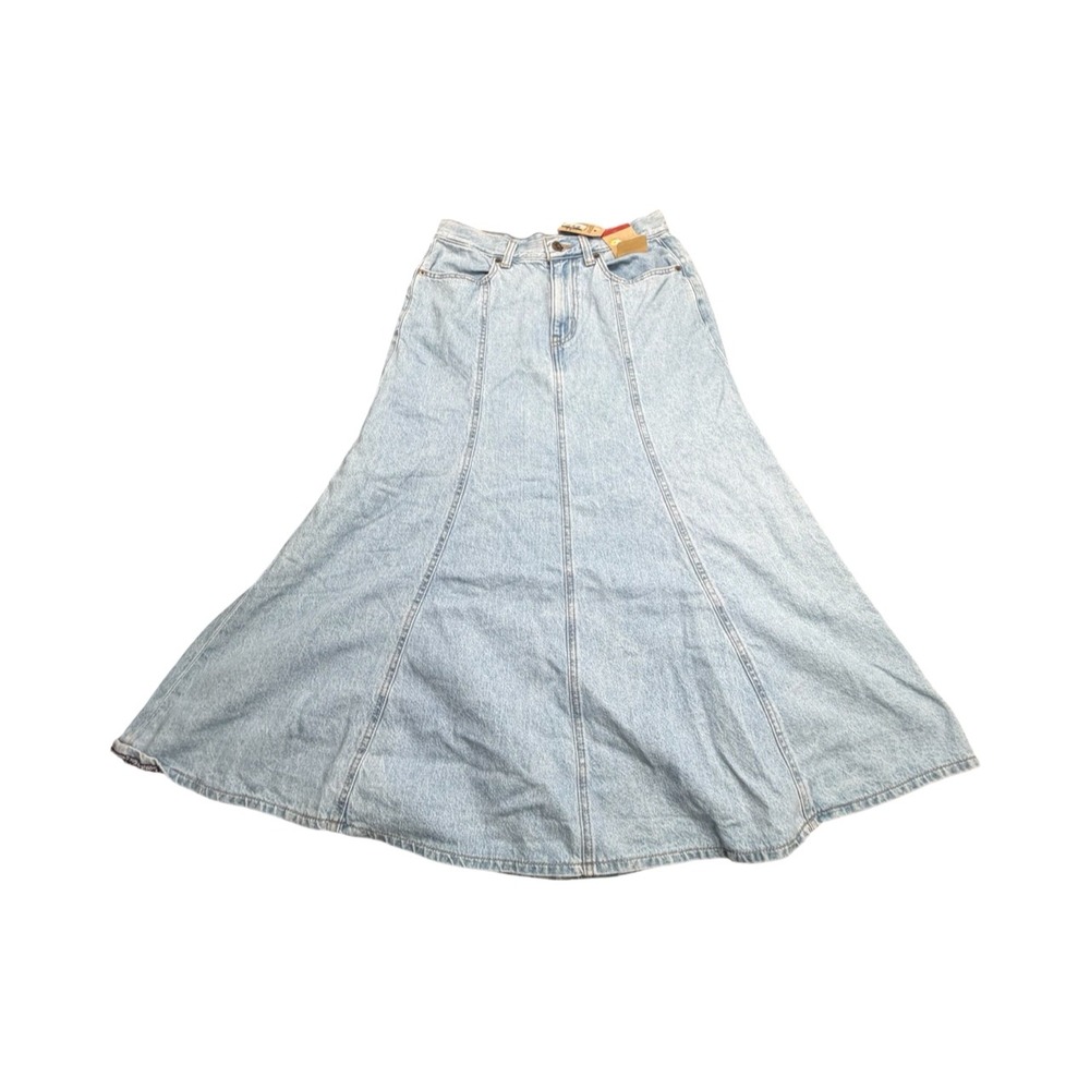 Levis Denim Skirt Womens 27 Light Blue A87300001 Maxi A-Line Paneled High Waist